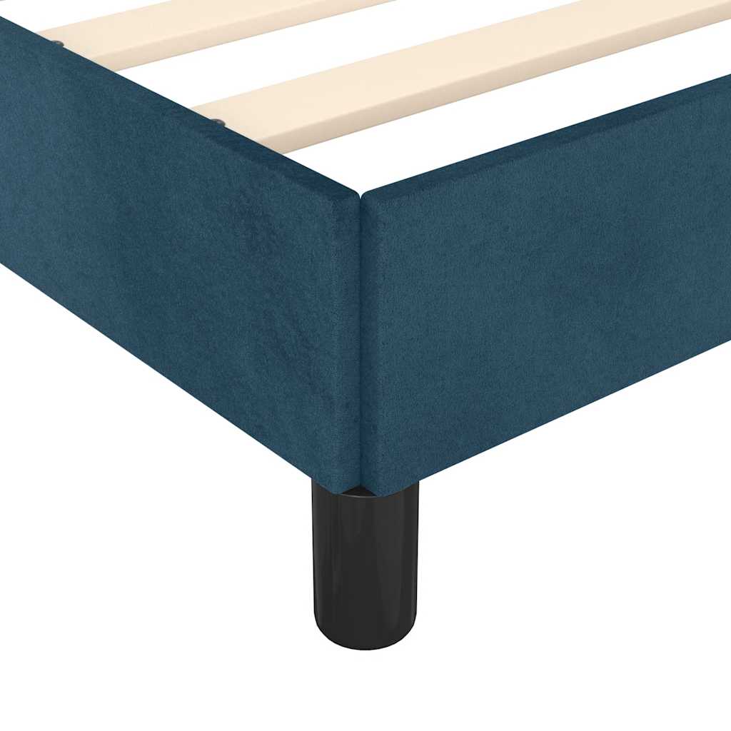 Cadre de lit sans matelas bleu foncé 140x190 cm velours - XIOS