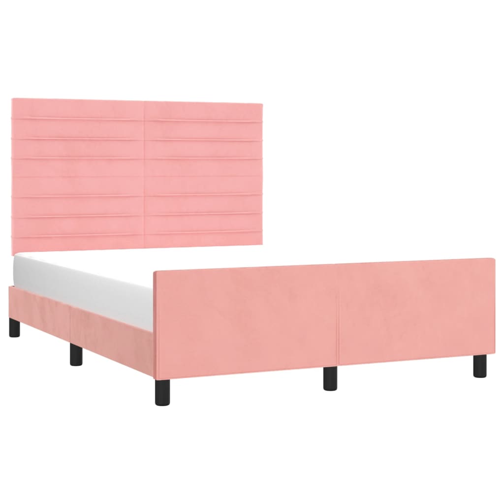 Cadre de lit sans matelas rose 140x190 cm velours - XIOS