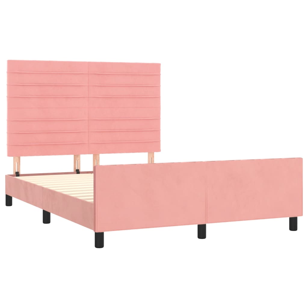 Cadre de lit sans matelas rose 140x190 cm velours - XIOS