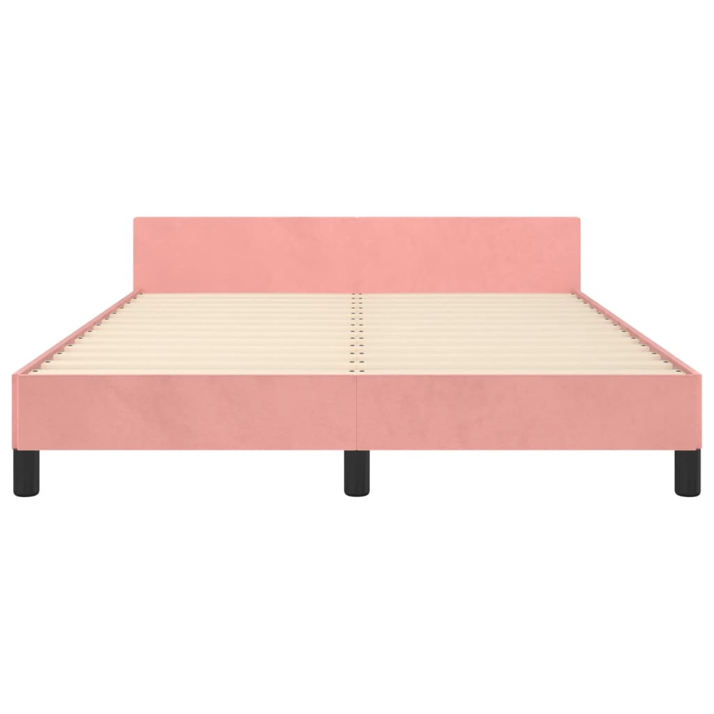 Cadre de lit sans matelas rose 140x190 cm velours - XIOS