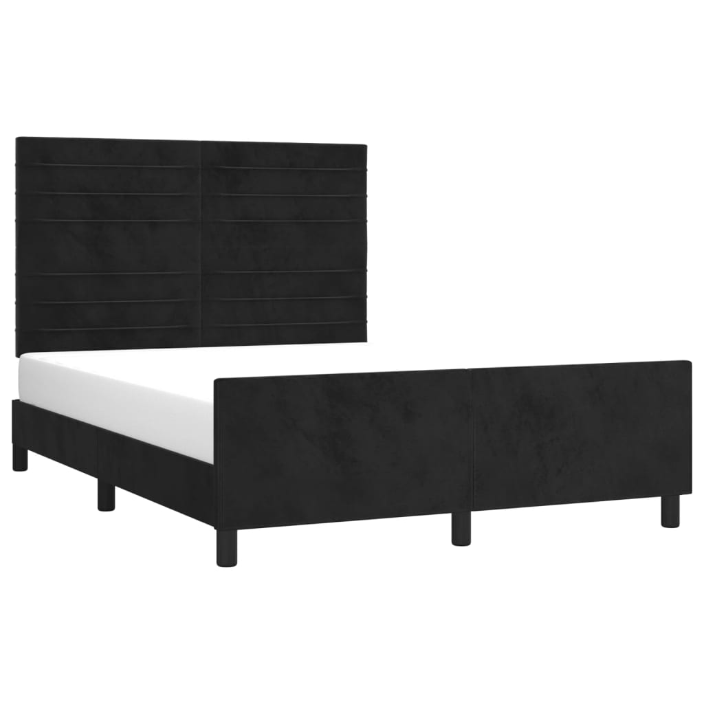 Cadre de lit sans matelas noir 140x200 cm velours - XIOS