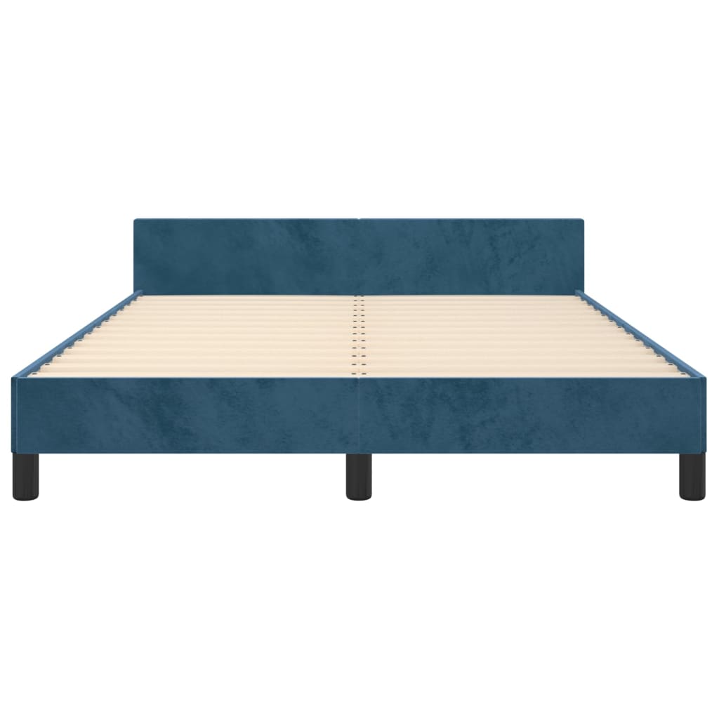Cadre de lit sans matelas bleu foncé 140x200 cm velours - XIOS