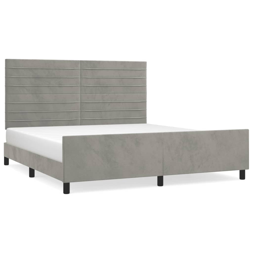 Cadre de lit sans matelas gris clair 160x200 cm velours - XIOS