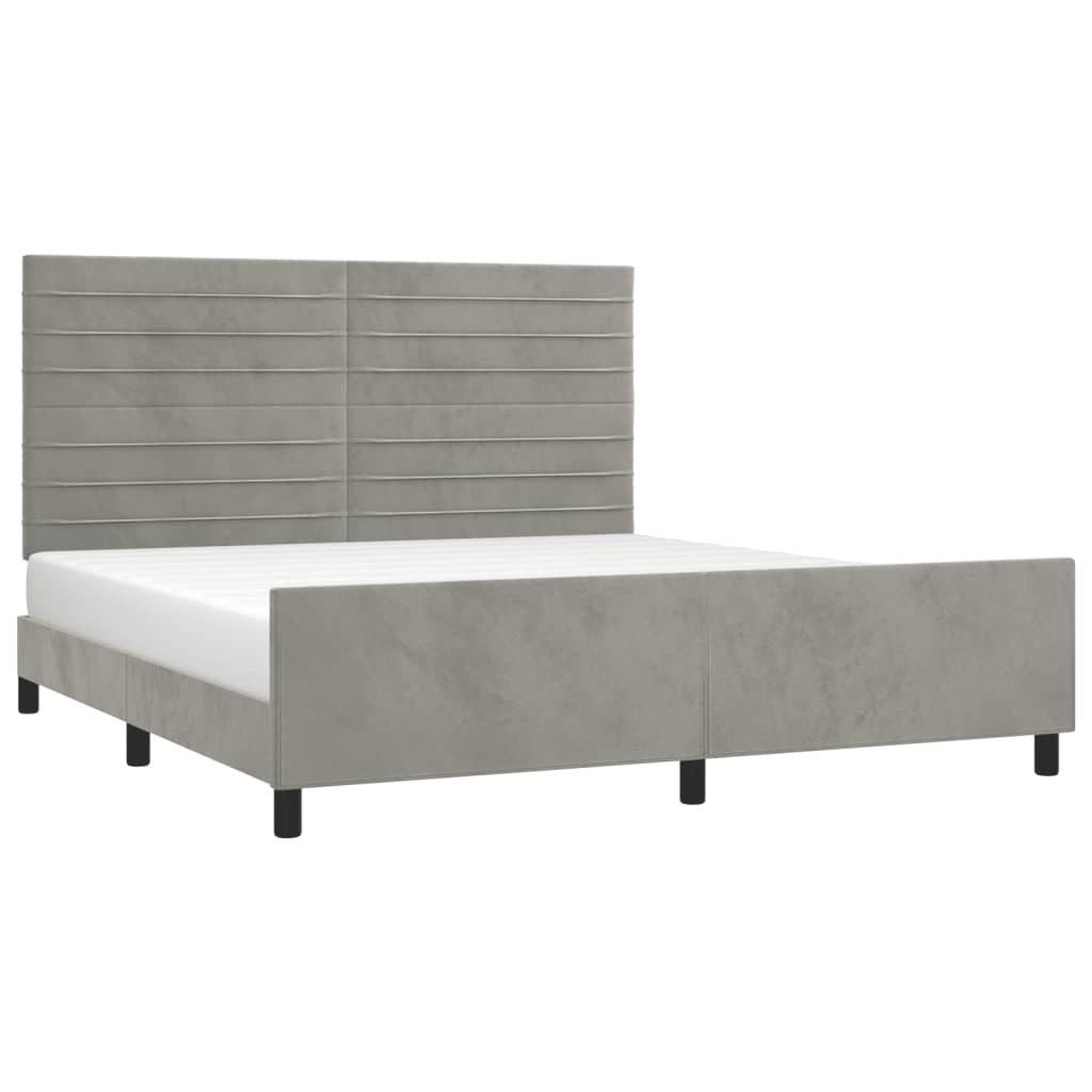 Cadre de lit sans matelas gris clair 160x200 cm velours - XIOS