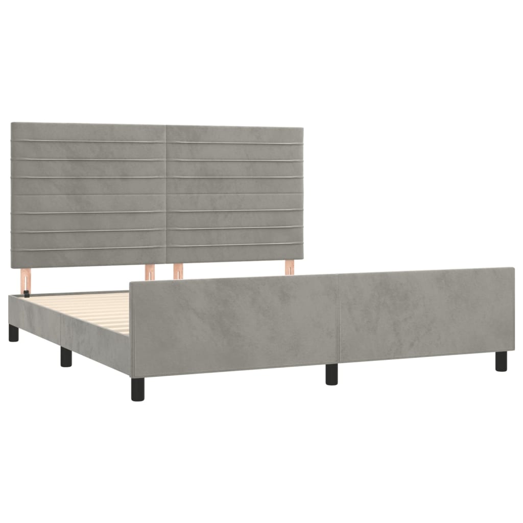 Cadre de lit sans matelas gris clair 160x200 cm velours - XIOS