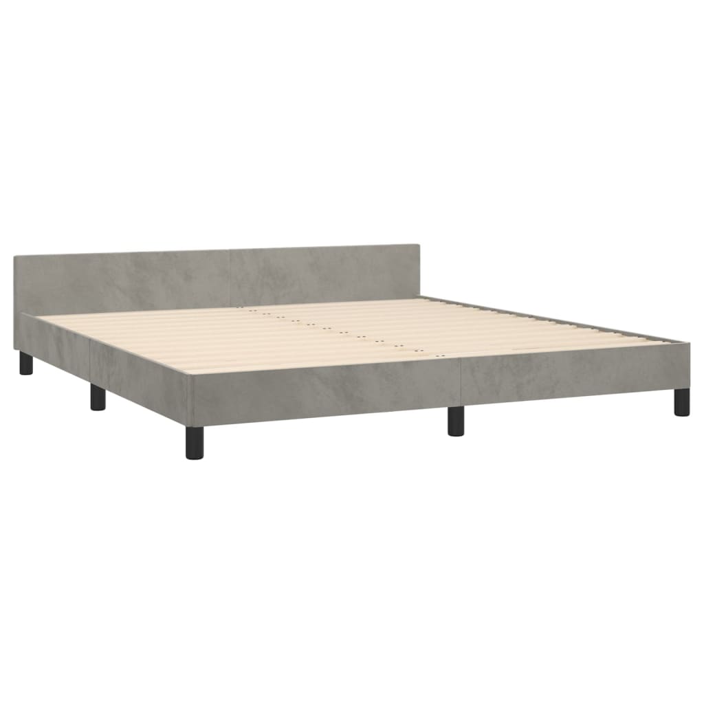 Cadre de lit sans matelas gris clair 160x200 cm velours - XIOS