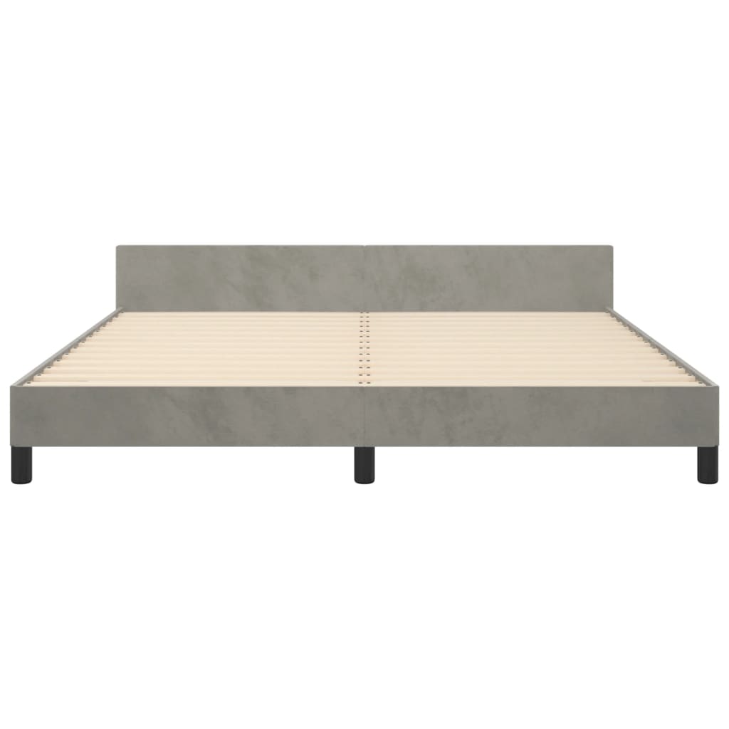 Cadre de lit sans matelas gris clair 160x200 cm velours - XIOS