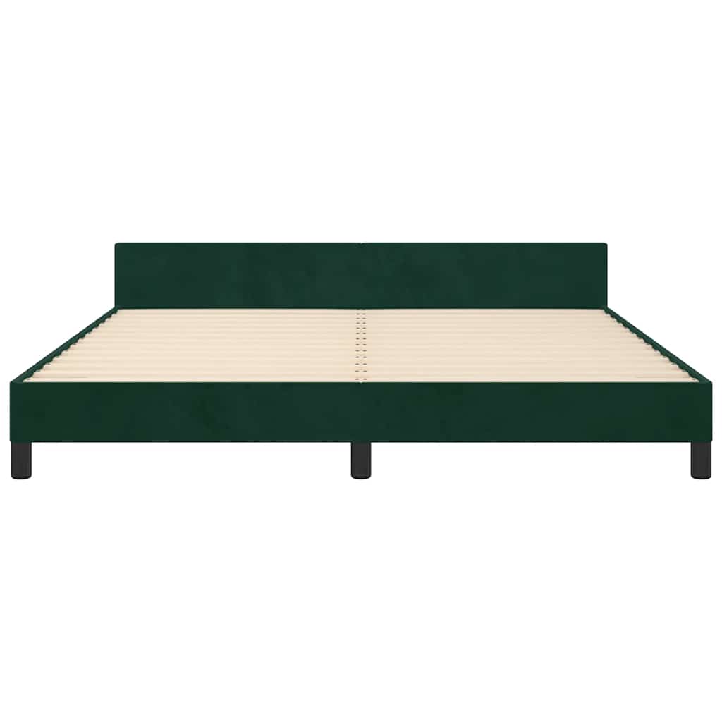 Cadre de lit sans matelas vert foncé 160x200 cm velours - XIOS