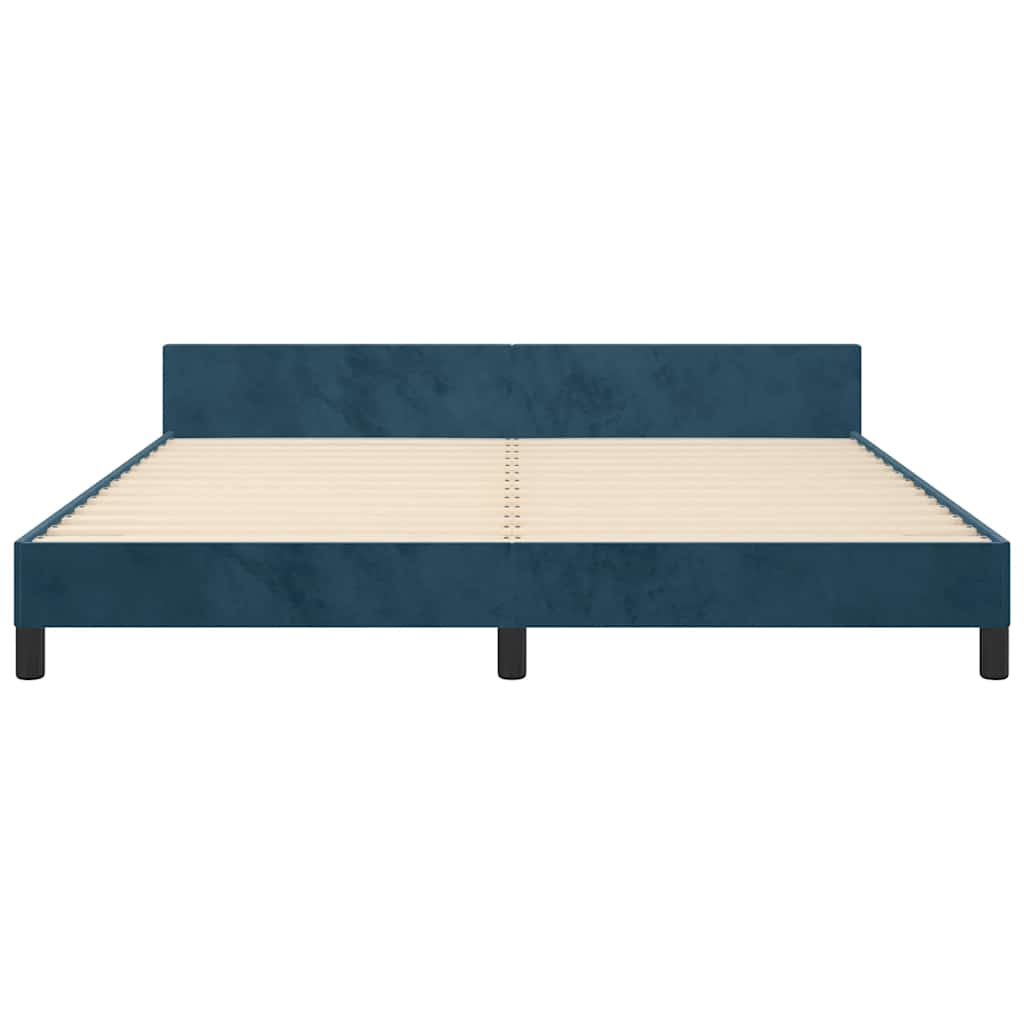 Cadre de lit sans matelas bleu foncé 160x200 cm velours - XIOS