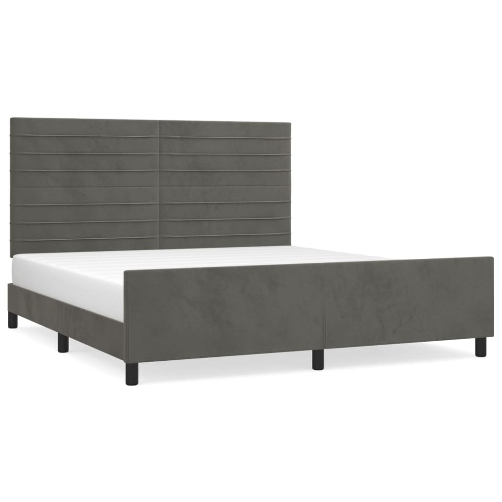 Cadre de lit sans matelas gris foncé velours - XIOS