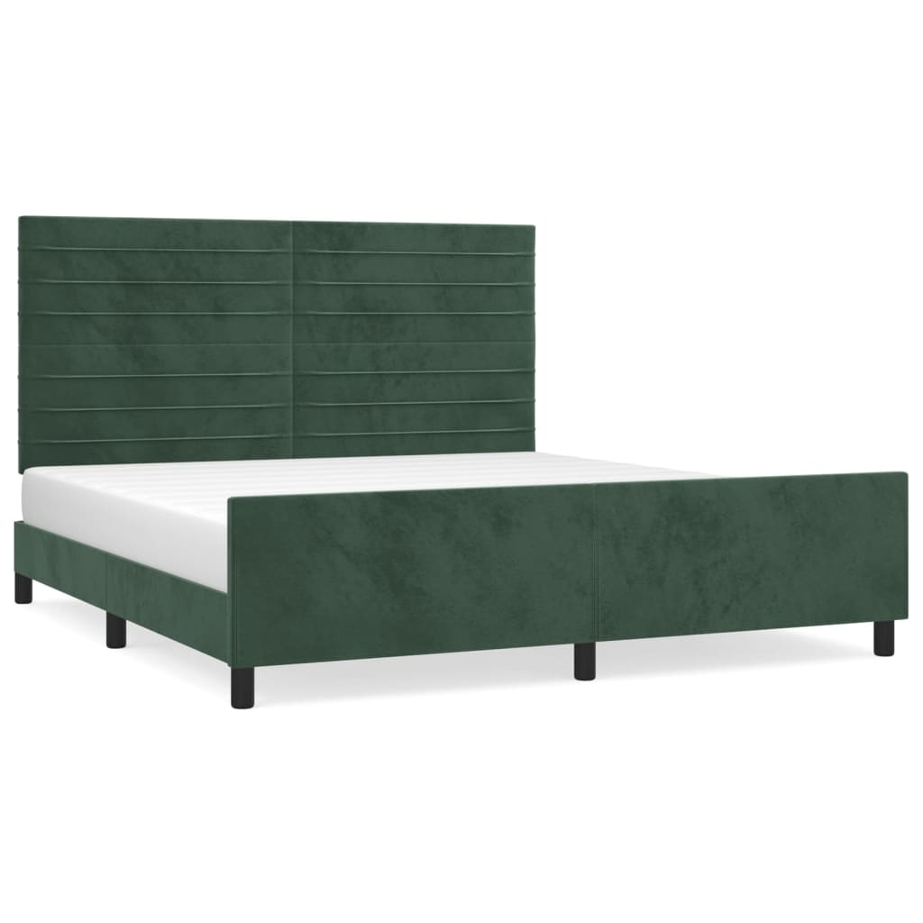 Cadre de lit sans matelas vert foncé velours