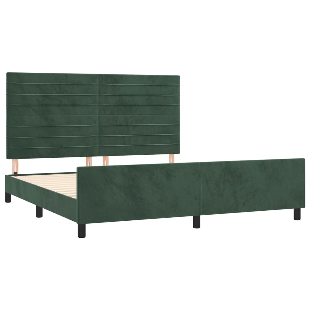 Cadre de lit sans matelas vert foncé velours