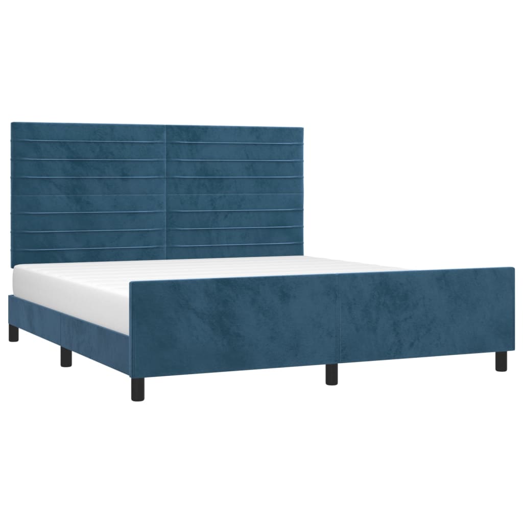 Cadre de lit sans matelas bleu foncé velours - XIOS