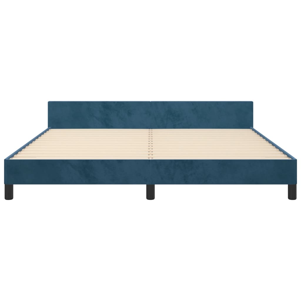 Cadre de lit sans matelas bleu foncé velours - XIOS