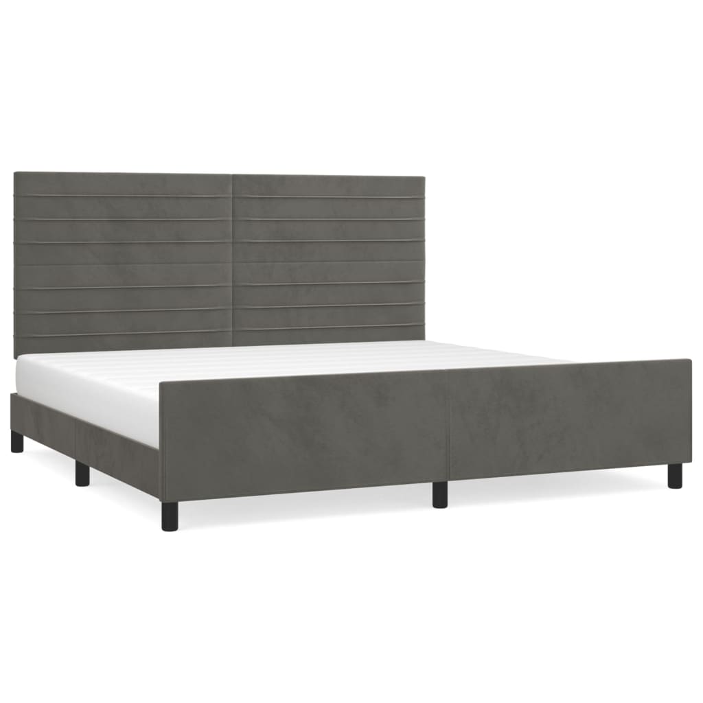 Cadre de lit sans matelas gris foncé 200x200 cm velours - XIOS