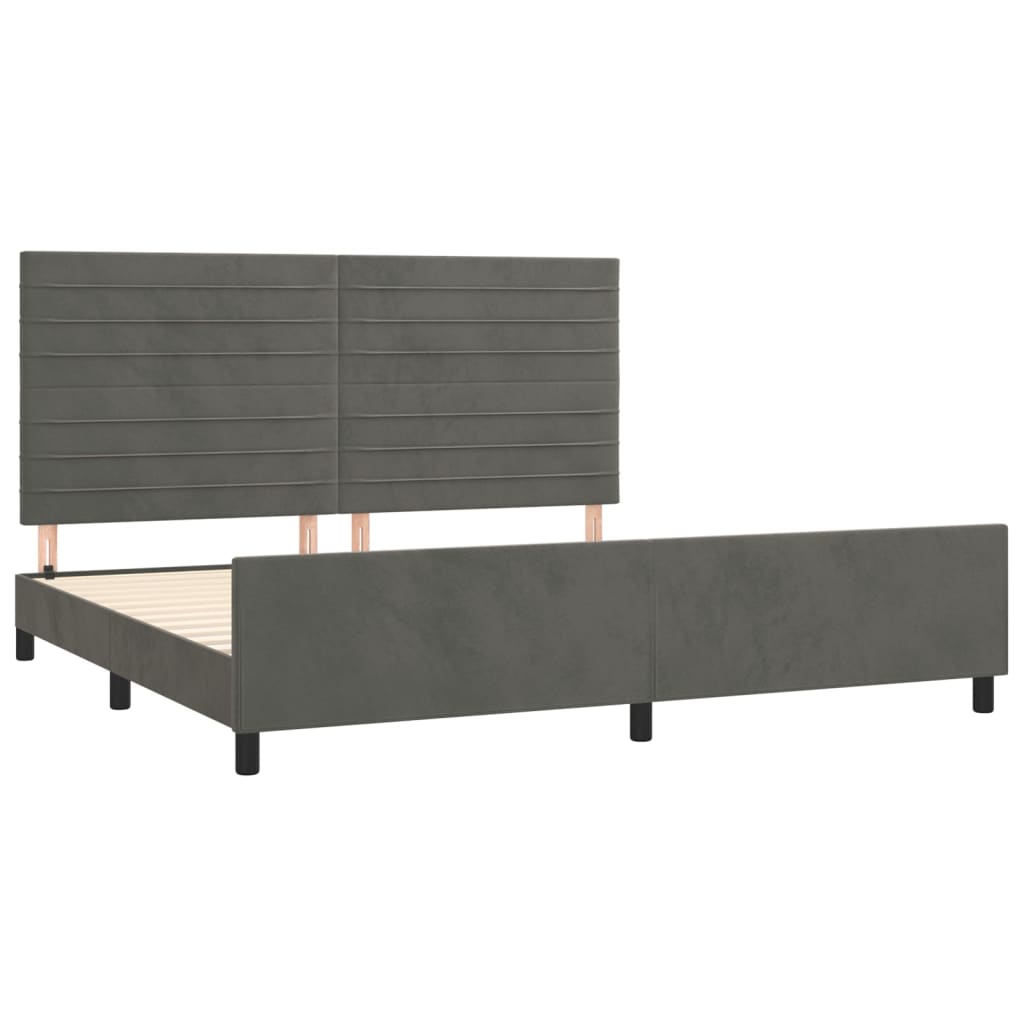 Cadre de lit sans matelas gris foncé 200x200 cm velours - XIOS