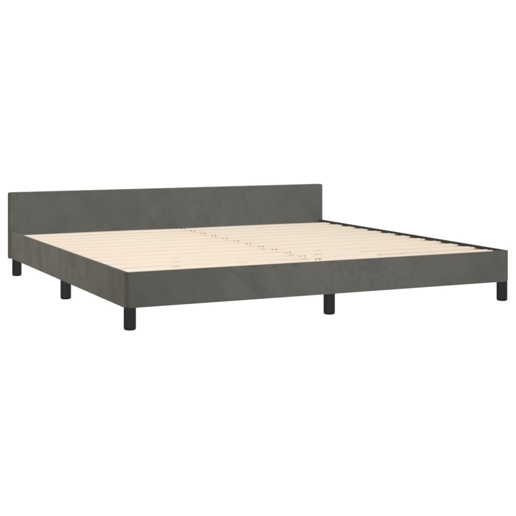 Cadre de lit sans matelas gris foncé 200x200 cm velours - XIOS