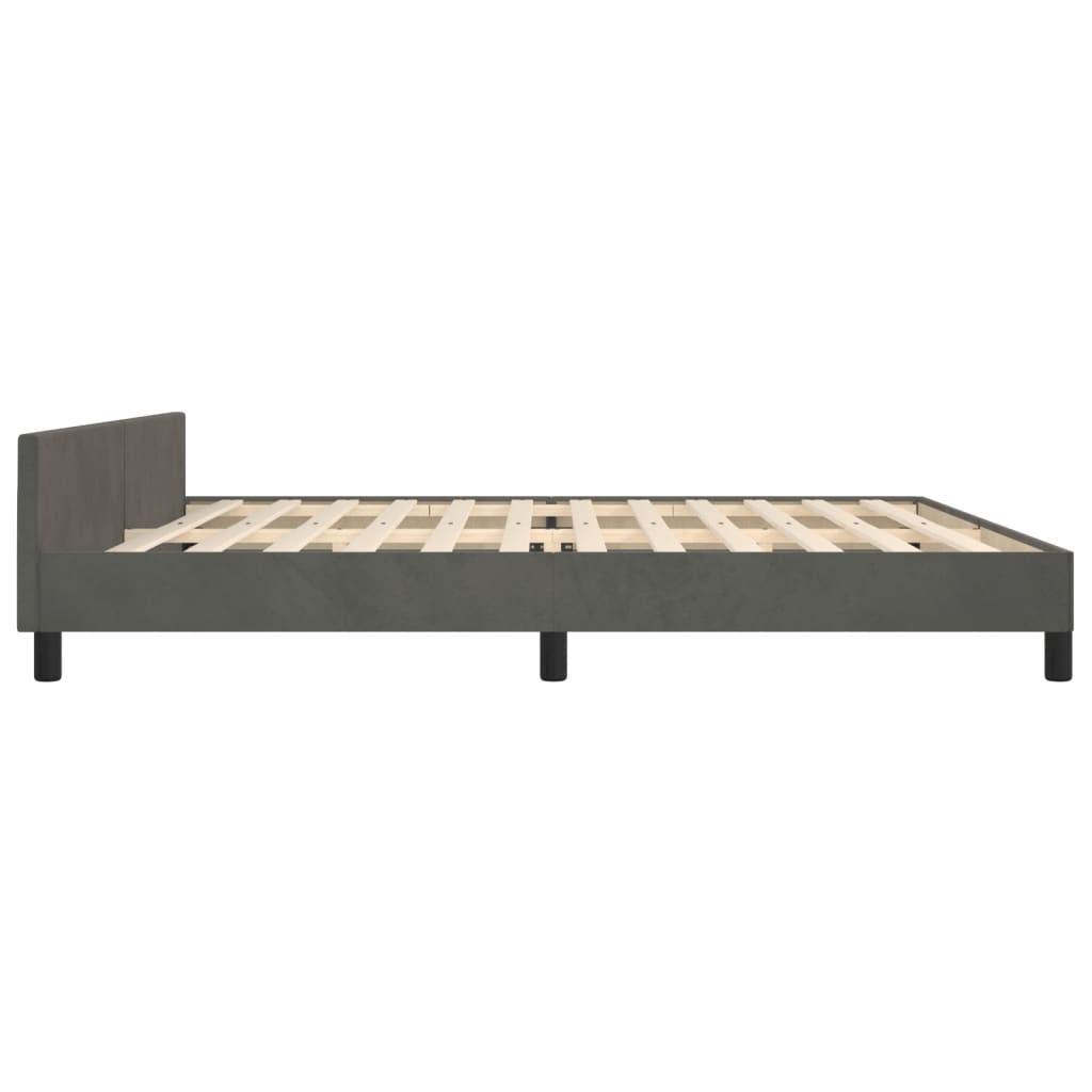 Cadre de lit sans matelas gris foncé 200x200 cm velours - XIOS