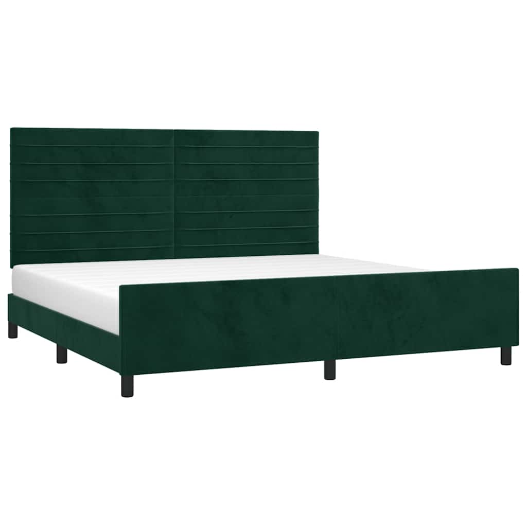 Cadre de lit sans matelas vert foncé 200x200 cm velours - XIOS