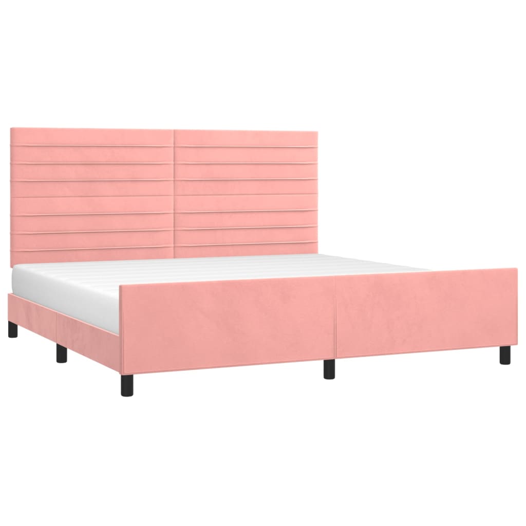 Cadre de lit sans matelas rose 200x200 cm velours - XIOS