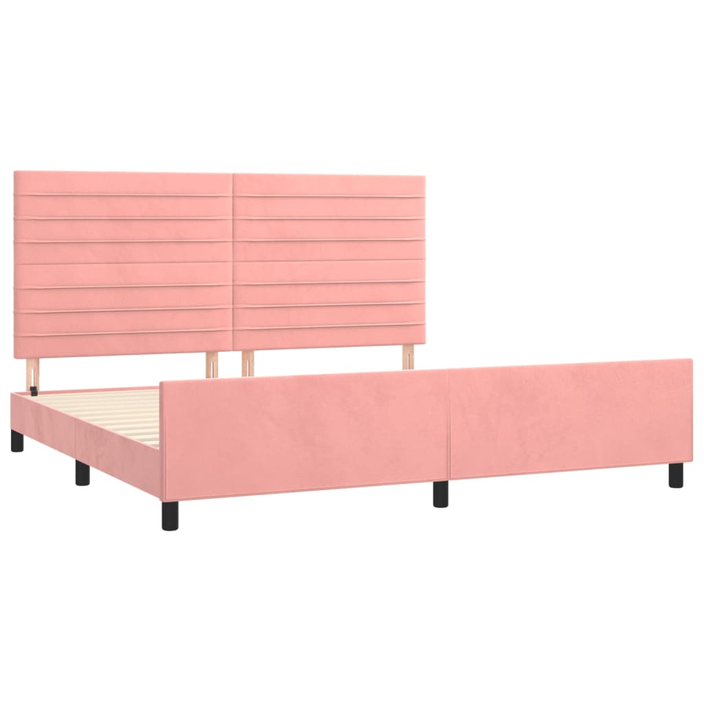 Cadre de lit sans matelas rose 200x200 cm velours - XIOS