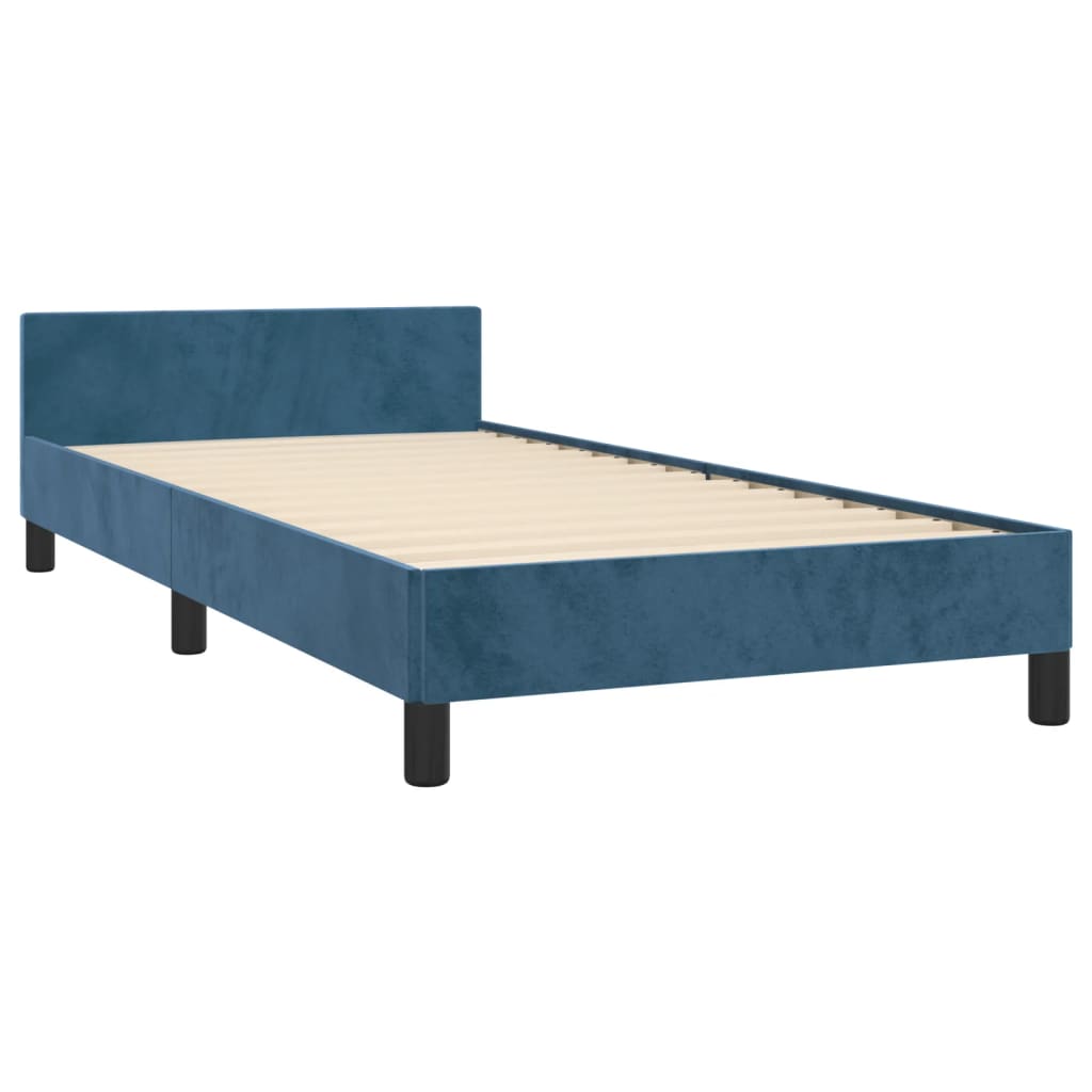 Cadre de lit sans matelas bleu foncé 80x200 cm velours - XIOS