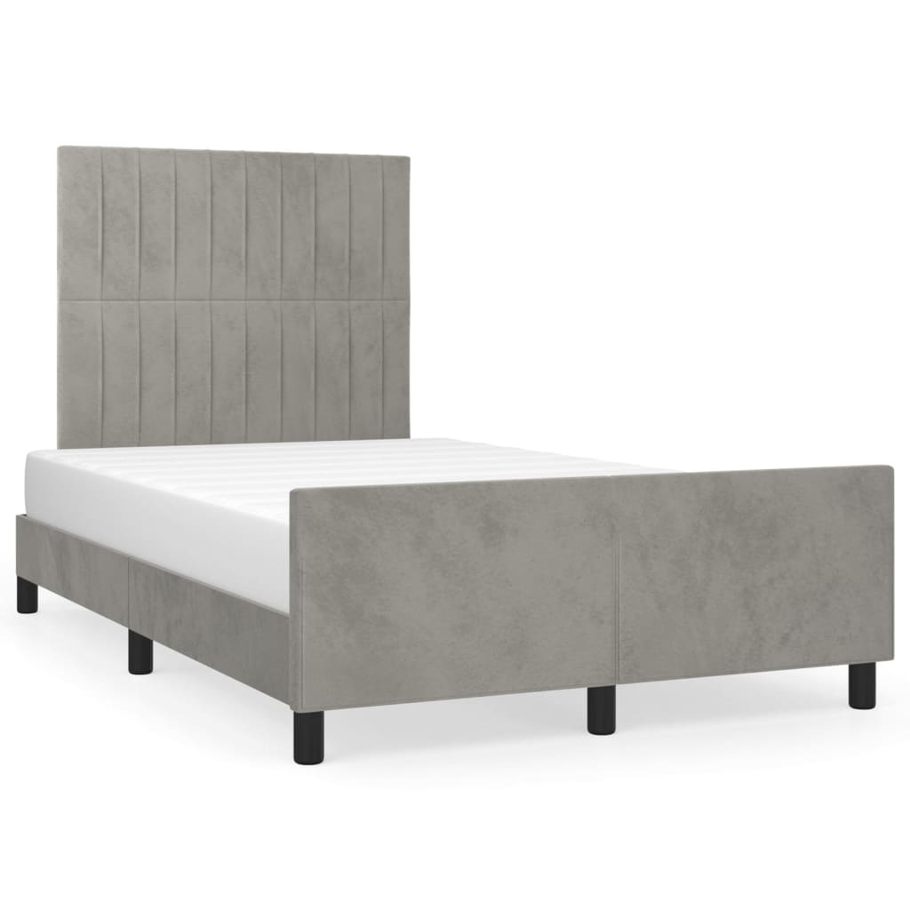 Cadre de lit sans matelas gris clair 120x200 cm velours - XIOS