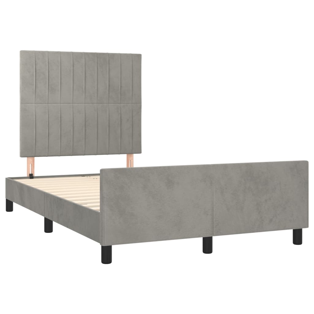 Cadre de lit sans matelas gris clair 120x200 cm velours - XIOS