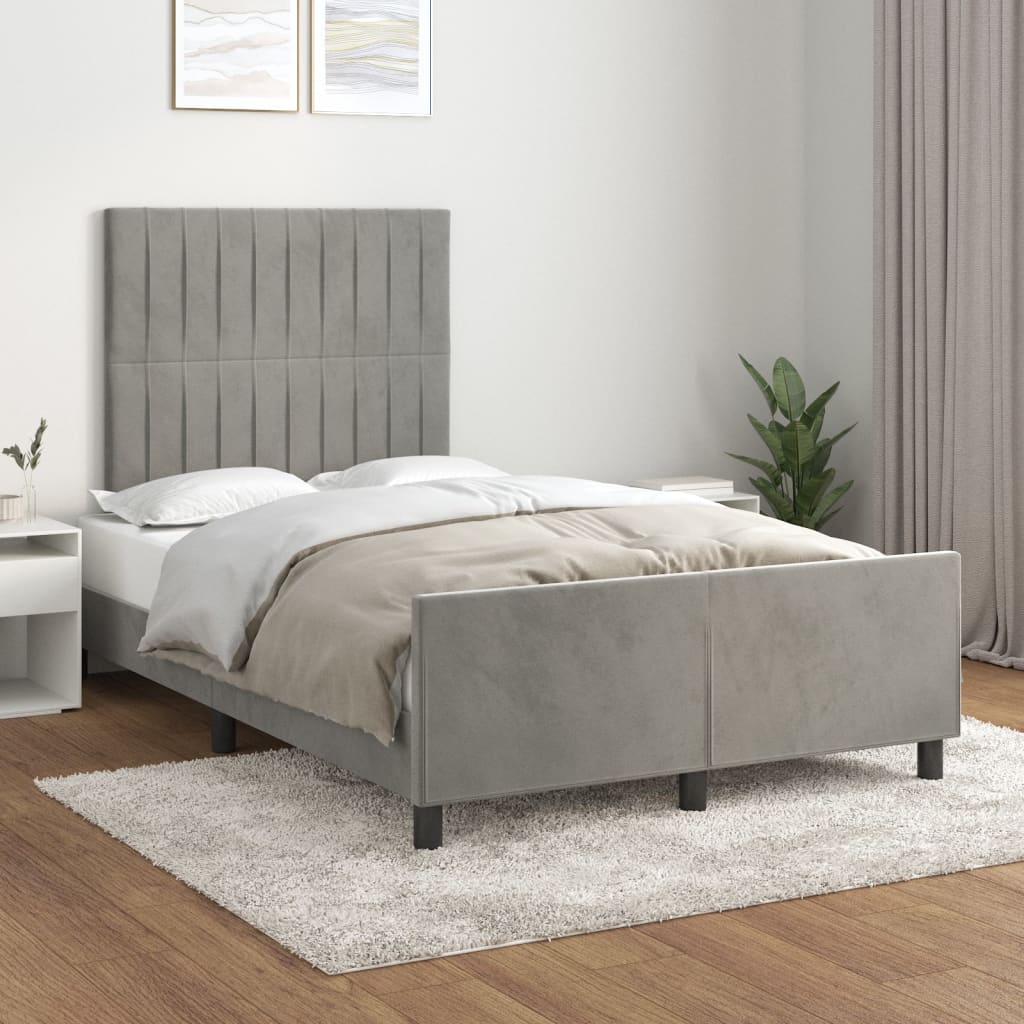 Cadre de lit sans matelas gris clair 120x200 cm velours - XIOS