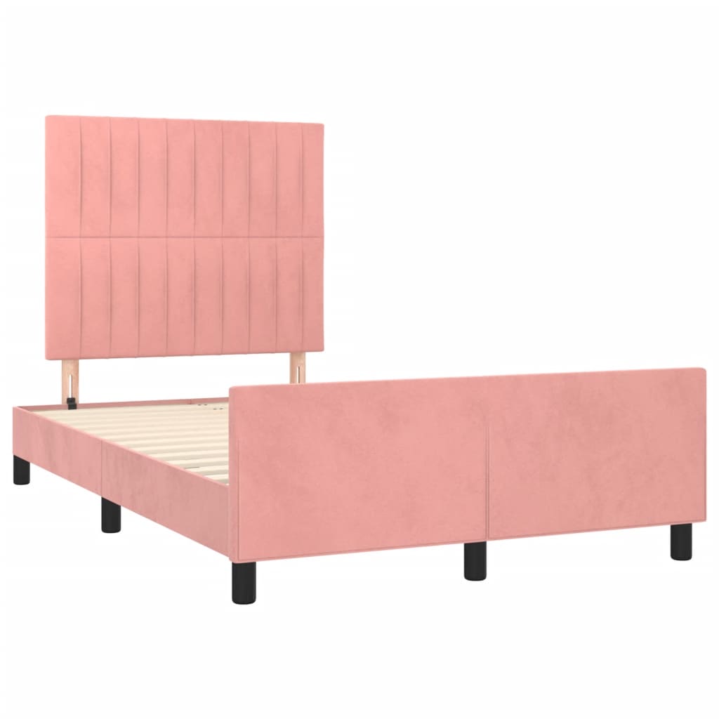 Cadre de lit sans matelas rose 120x200 cm velours - XIOS