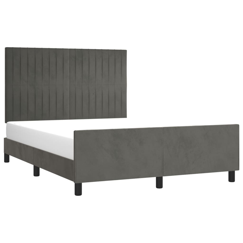 Cadre de lit sans matelas gris foncé 140x190 cm velours - XIOS