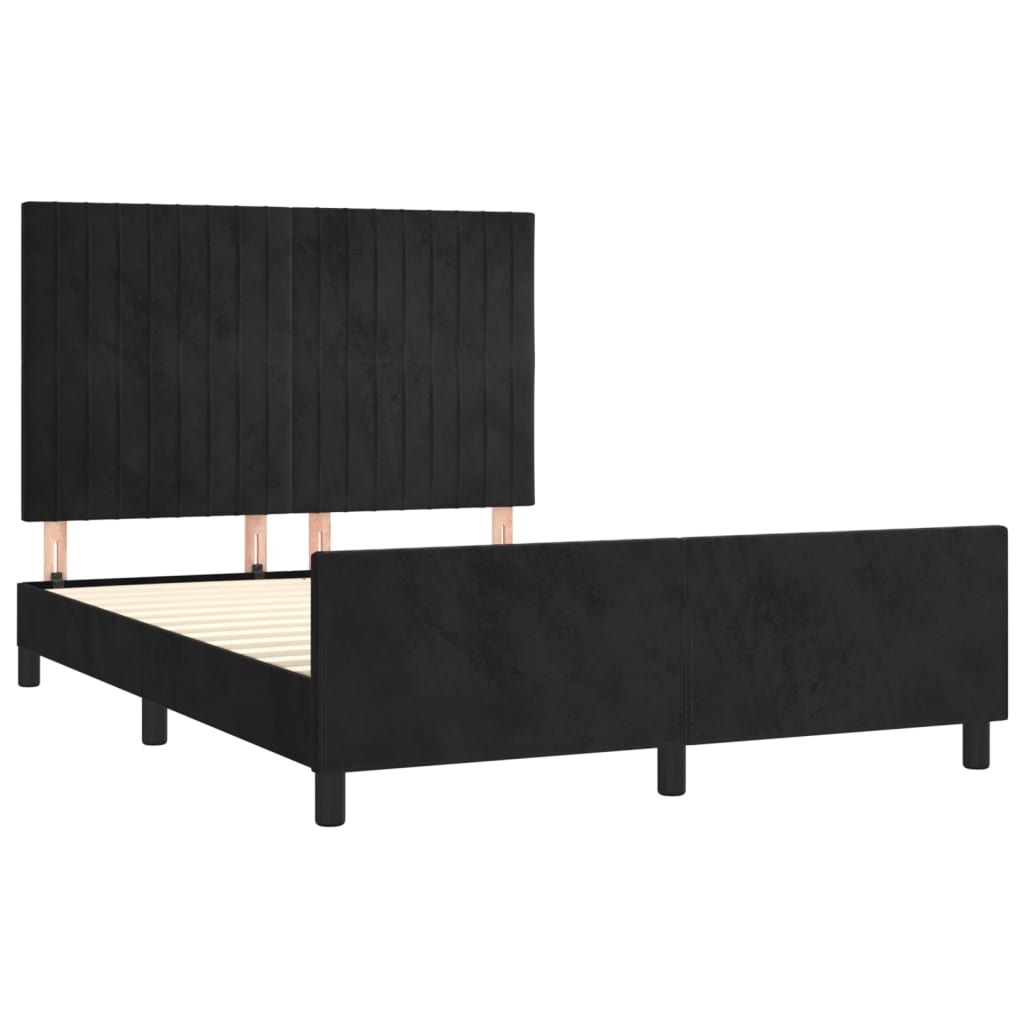 Cadre de lit sans matelas noir 140x190 cm velours - XIOS