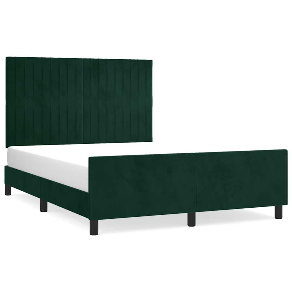Cadre de lit sans matelas vert foncé 140x190 cm velours - XIOS