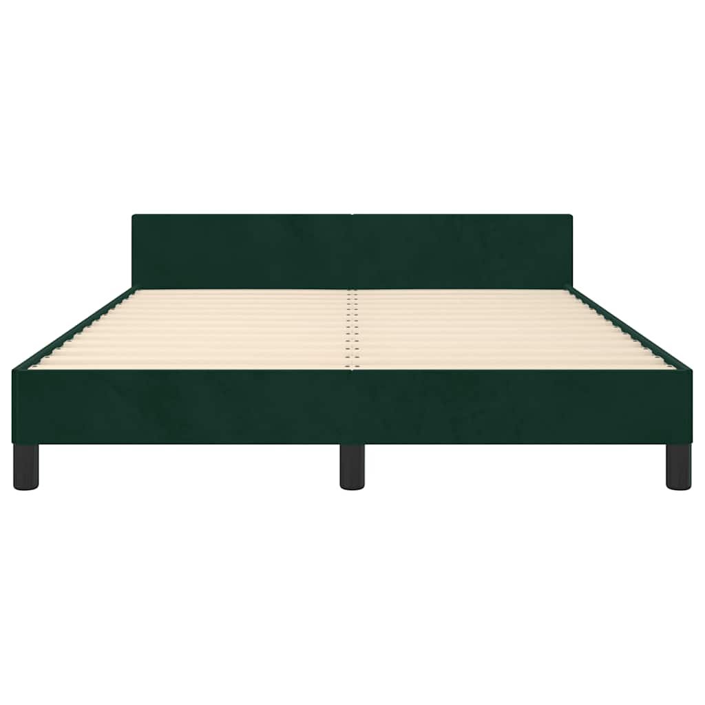 Cadre de lit sans matelas vert foncé 140x190 cm velours - XIOS