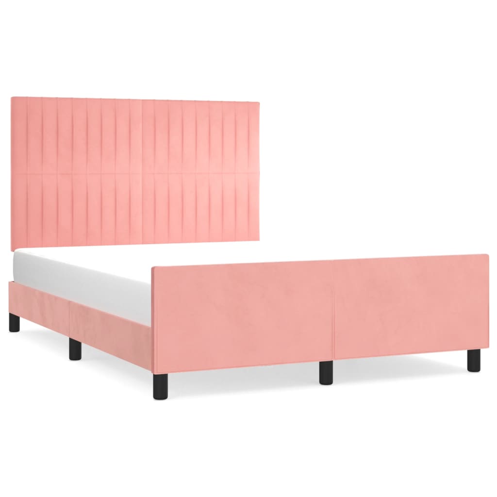 Cadre de lit sans matelas rose 140x190 cm velours - XIOS
