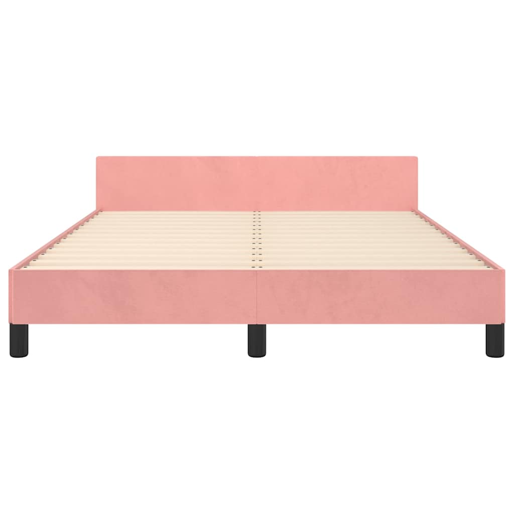 Cadre de lit sans matelas rose 140x190 cm velours