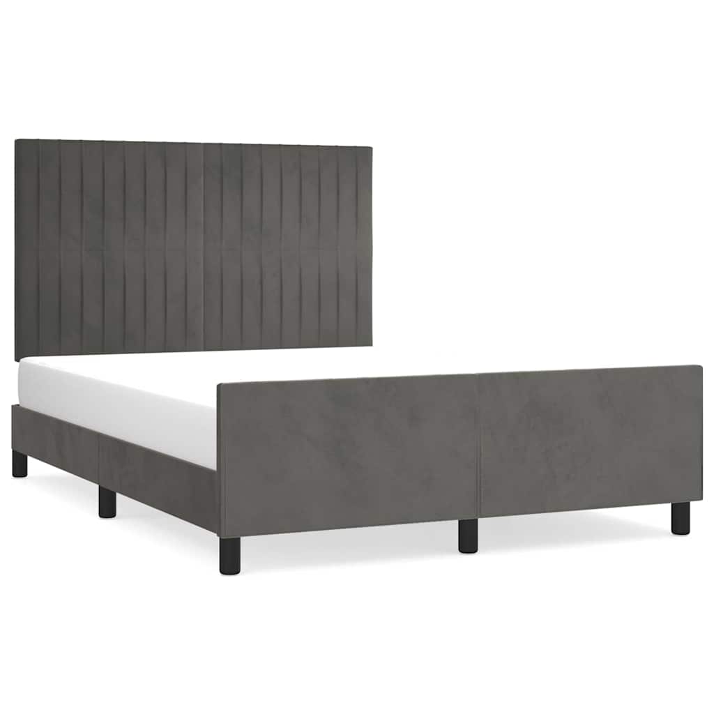 Cadre de lit sans matelas gris foncé 140x200 cm velours - XIOS