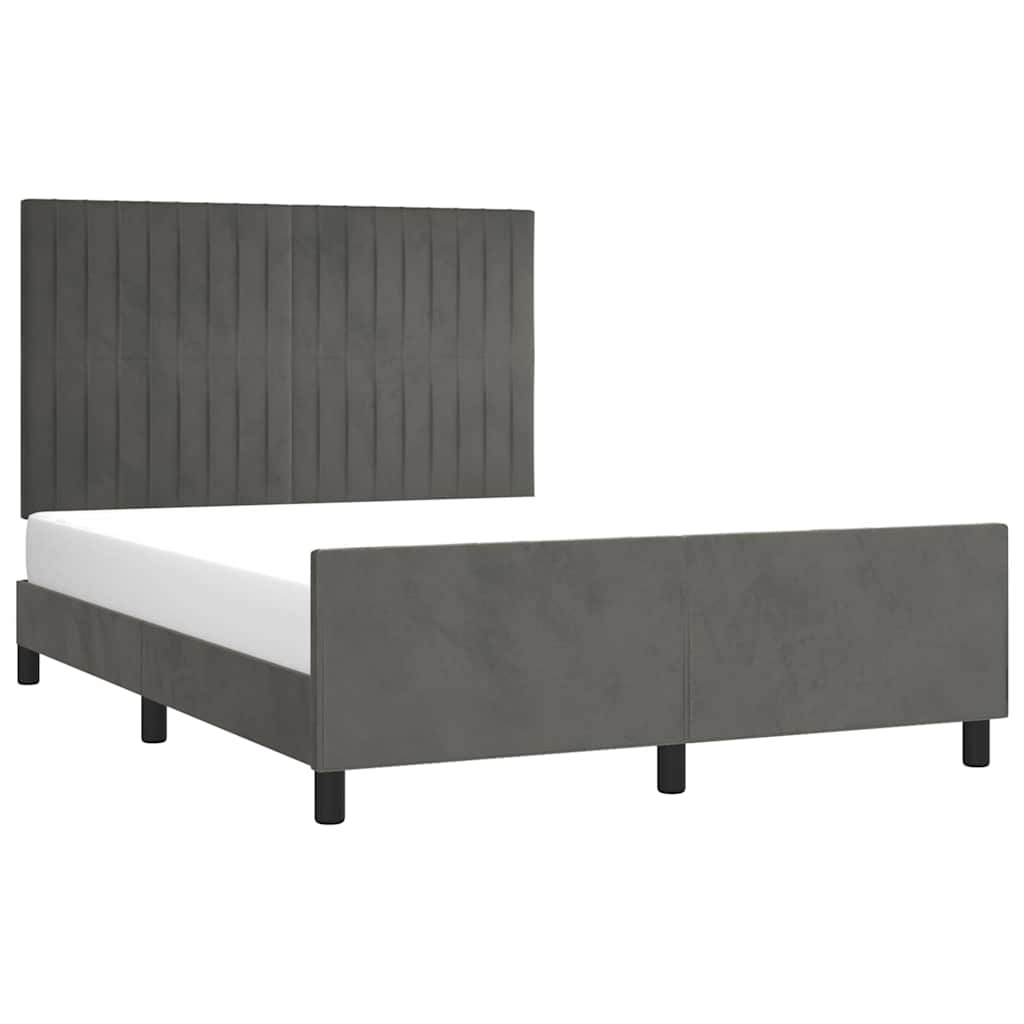 Cadre de lit sans matelas gris foncé 140x200 cm velours - XIOS