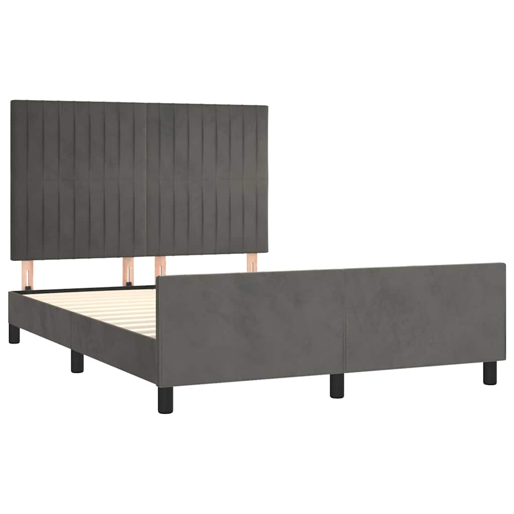Cadre de lit sans matelas gris foncé 140x200 cm velours - XIOS