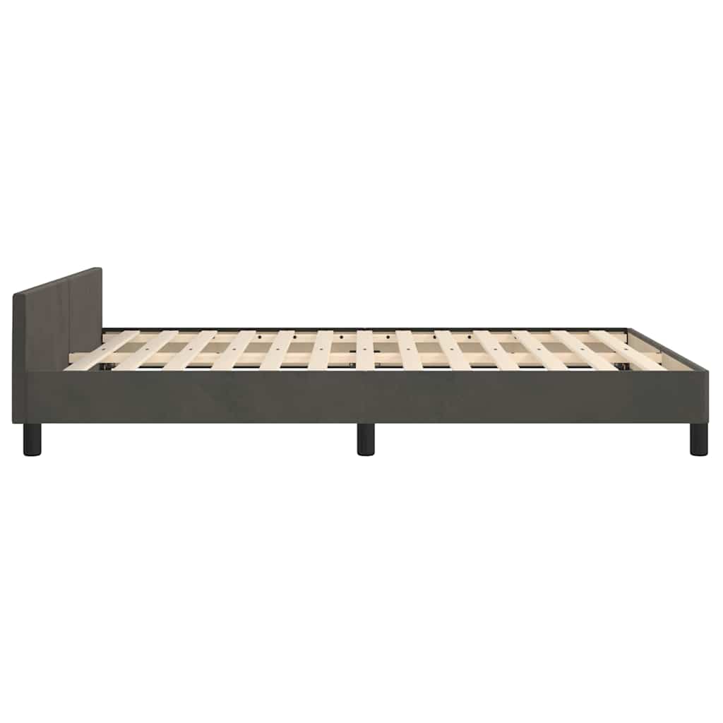 Cadre de lit sans matelas gris foncé 140x200 cm velours - XIOS