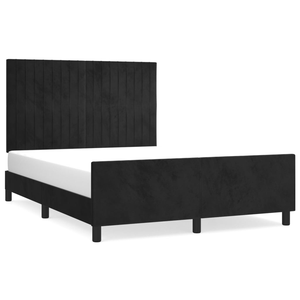 Cadre de lit sans matelas noir 140x200 cm velours - XIOS