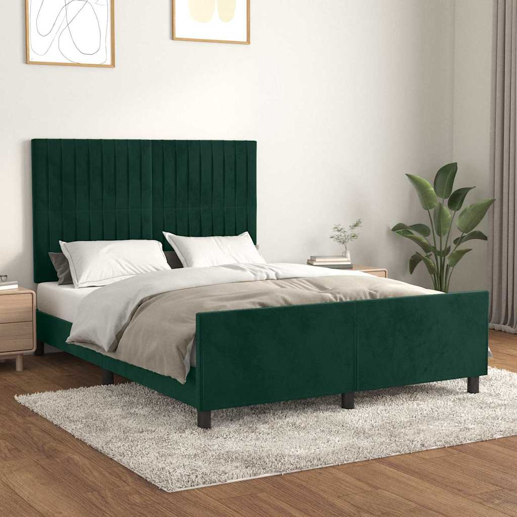Cadre de lit sans matelas vert foncé 140x200 cm velours - XIOS