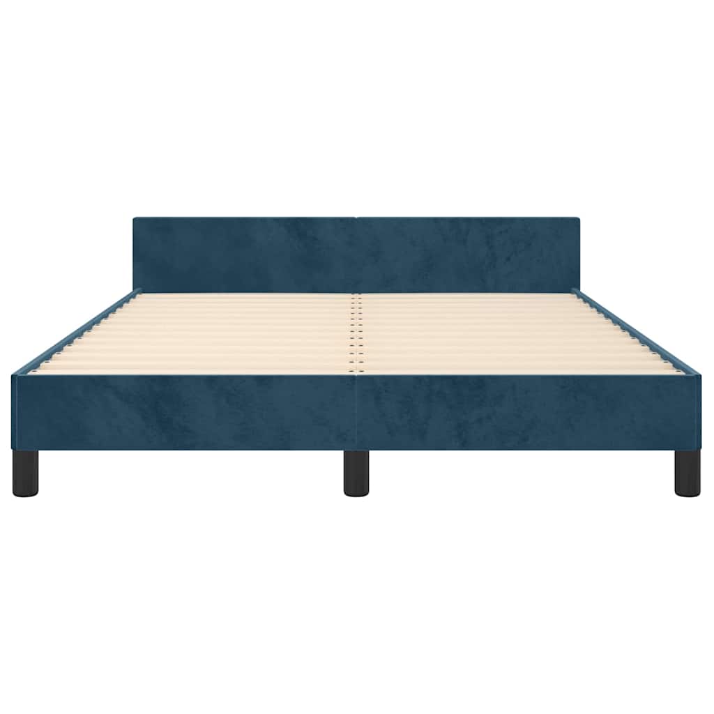 Cadre de lit sans matelas bleu foncé 140x200 cm velours - XIOS