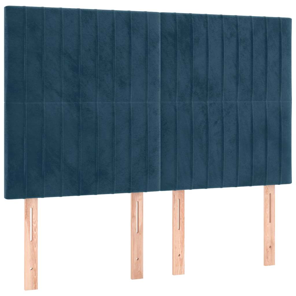 Cadre de lit sans matelas bleu foncé 140x200 cm velours - XIOS