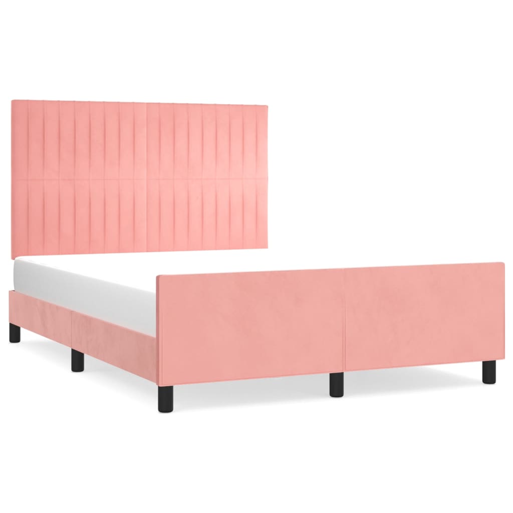 Cadre de lit sans matelas rose 140x200 cm velours - XIOS