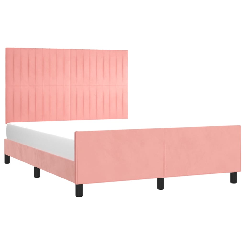 Cadre de lit sans matelas rose 140x200 cm velours - XIOS