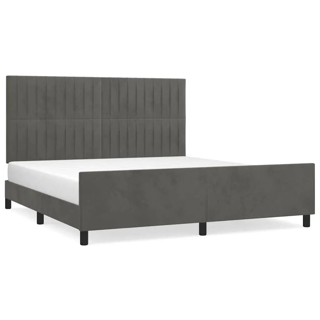 Cadre de lit sans matelas gris foncé 160x200 cm velours - XIOS