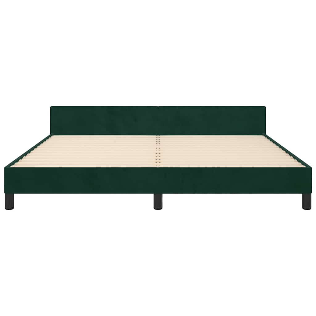 Cadre de lit sans matelas vert foncé 160x200 cm velours - XIOS