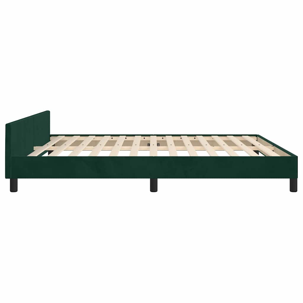 Cadre de lit sans matelas vert foncé 160x200 cm velours - XIOS