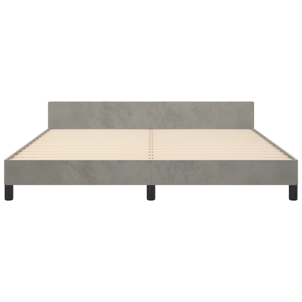 Cadre de lit sans matelas gris clair velours - XIOS